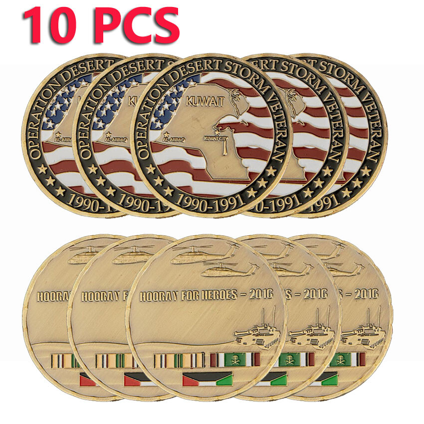 10PCS 1990-1991 Operation Desert Storm Hooray For Heroes Challenge Coin Veteran