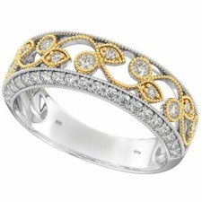 925 Sterling Silver Art-Deco Ladies Gold Floral Ring- UK seller