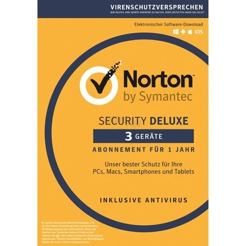SYMANTEC Norton Security Deluxe 2021 3 dispositivi 1 anno PC,Mac,Android,iOS Internet Security