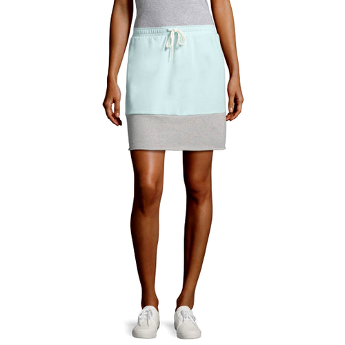 City Streets Damen A-Linie Strickrock Aqua Meliert Grau Größe Large Kordelzug