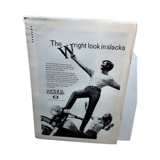 1967 Wright Mens Slacks Man On Motorcycle Vintage Print Ad 60s Original
