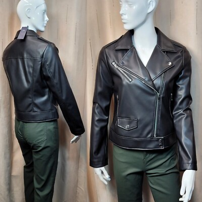 m&s faux leather biker jacket