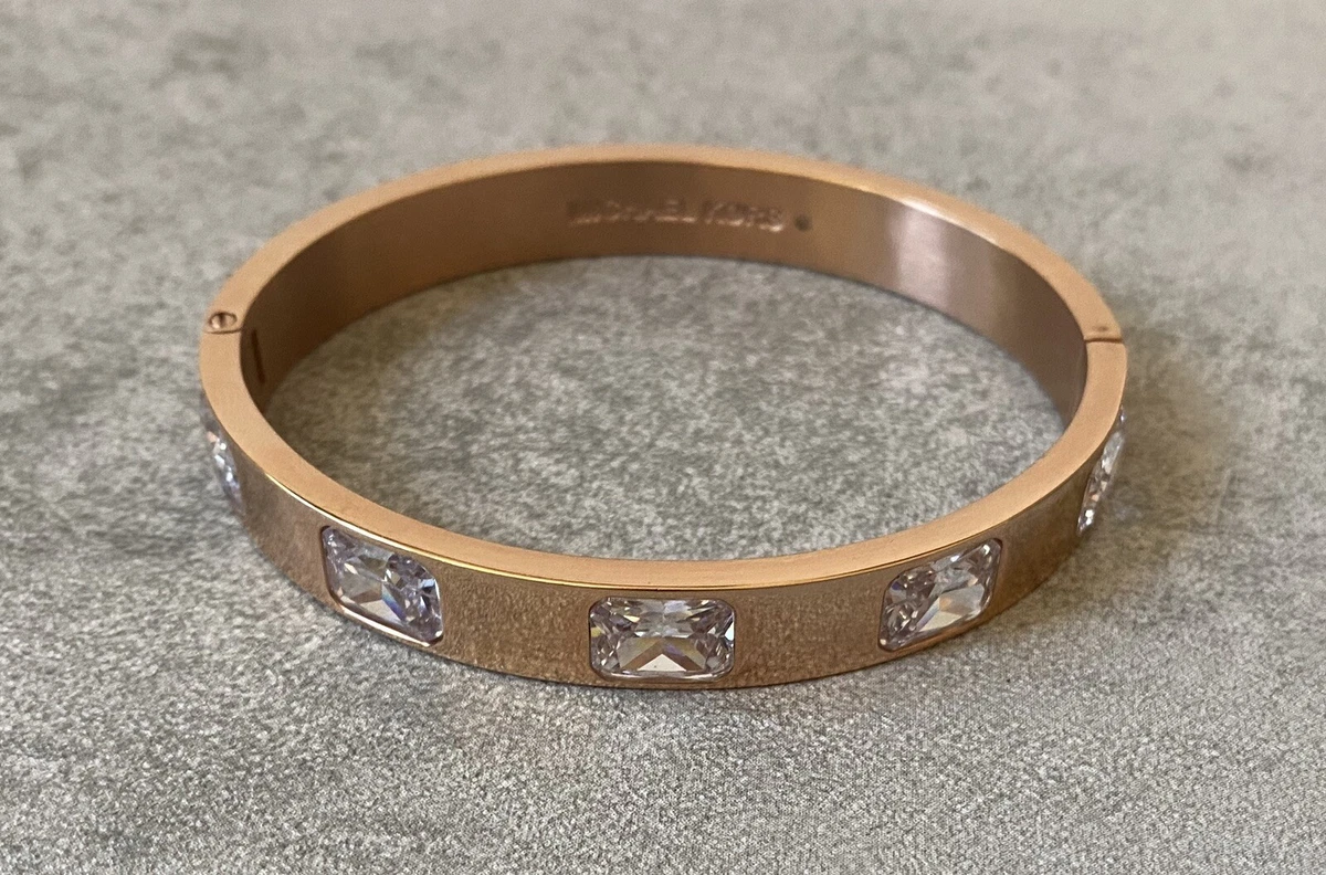 Michael Kors Rose Gold Crystal Stud Bangle Bracelet MKJ6238791 New 796483292505