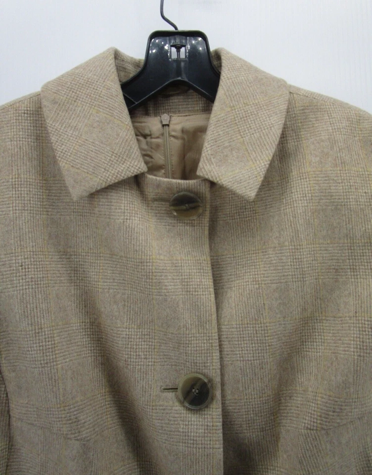 Traje Akris Punto Mujer 12 Marrón Vestido Chaqueta Lana Cuadros Bergdorf Goodman Cuadros * Foto 3 de 4