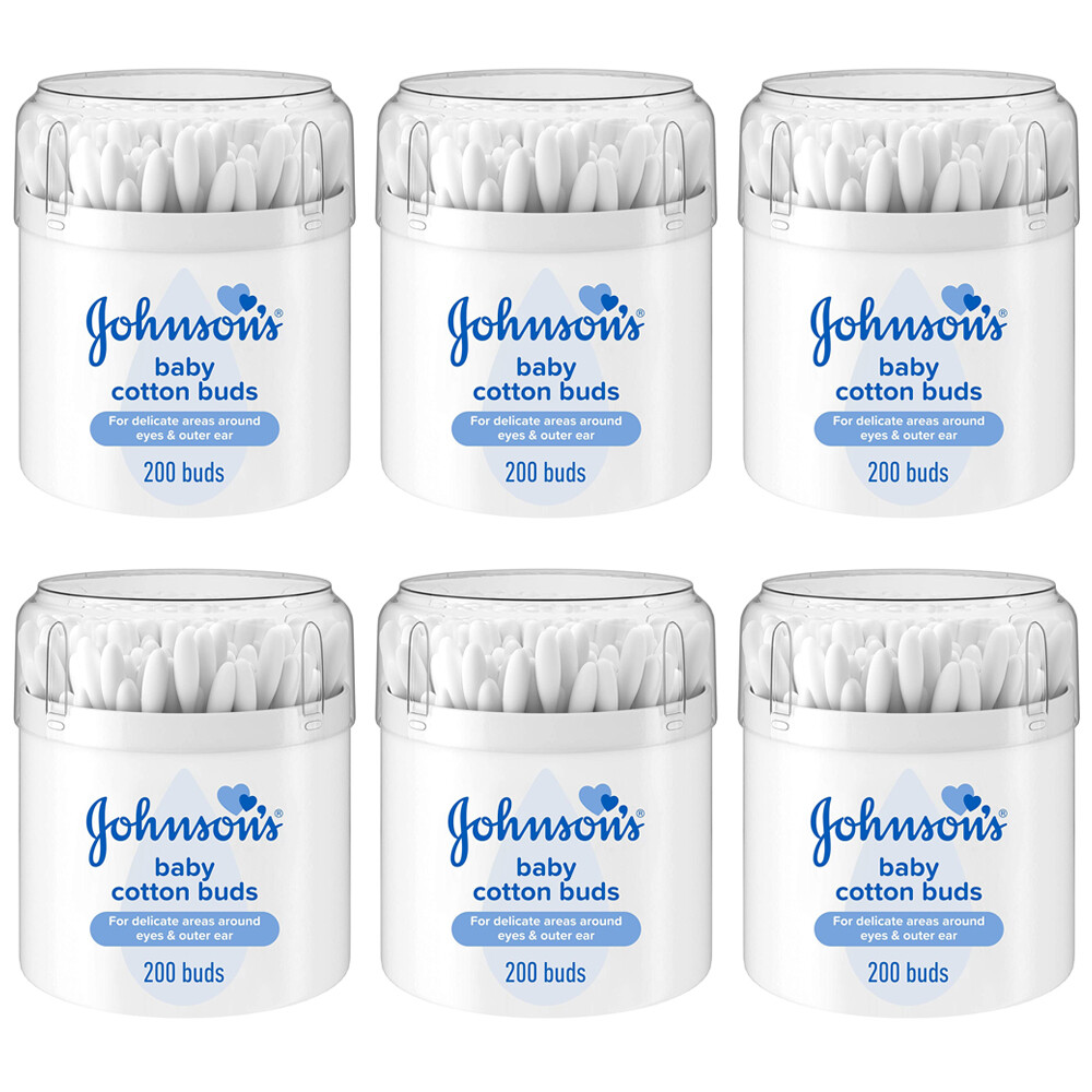 Pack of (6) New Johnson's Baby Cotton Buds 1 X 200 Drum eBay
