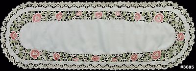Embroidered Rose Daisy Floral Placemat Table Cloth Runner Topper Beige 3685