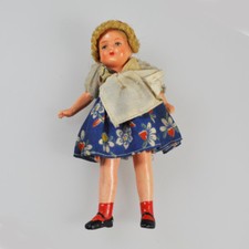 alte kleine Puppe - blonde Flechtfrisur - Puppenstube - Porzellan - 15cm - 95g 