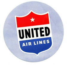 United Airlines Air Mail Vintage Luggage Label c.1950s 3 "