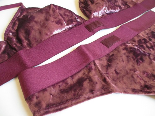 VICTORIA'S SECRET PINK Crushed Velvet Bralette Bra and Thong Panty Set VS Maroon - Picture 4 of 7