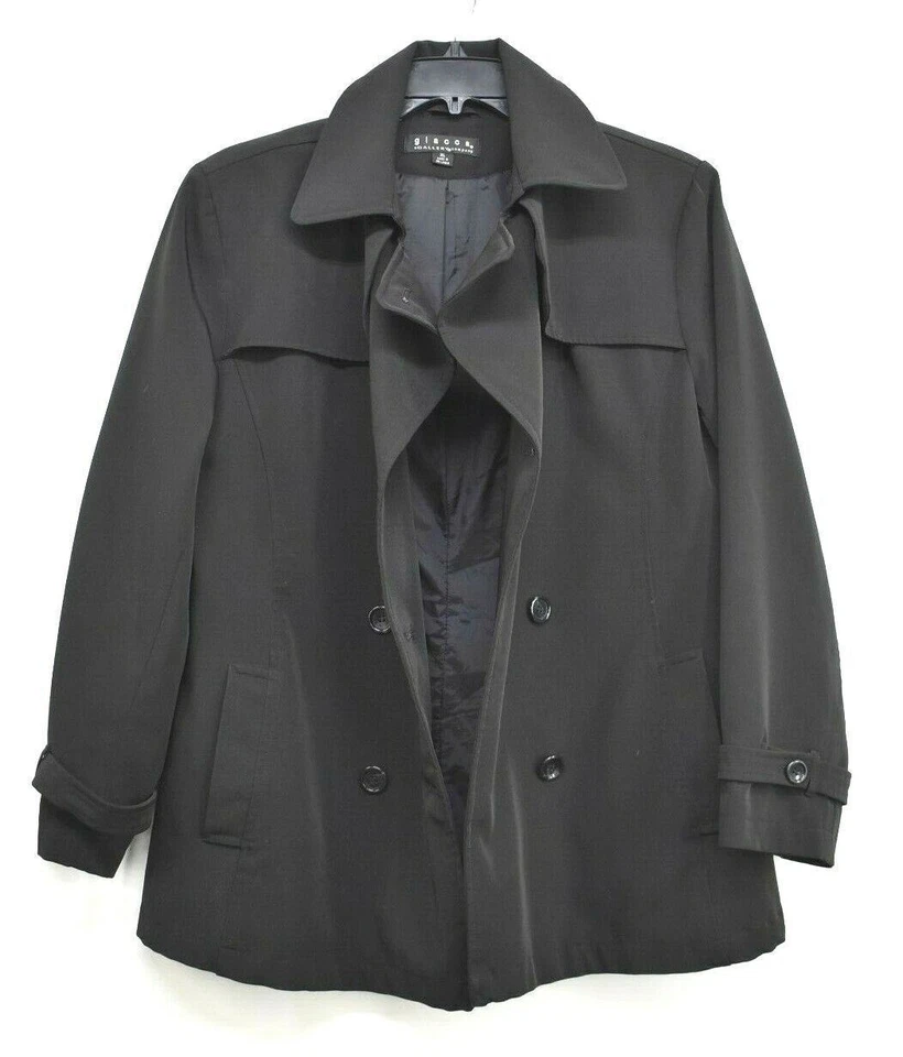 Abrigo Giacca Mujer Negro Cuello Manga Larga Informal Doble Pecho Guisante XL Foto 2 de 4