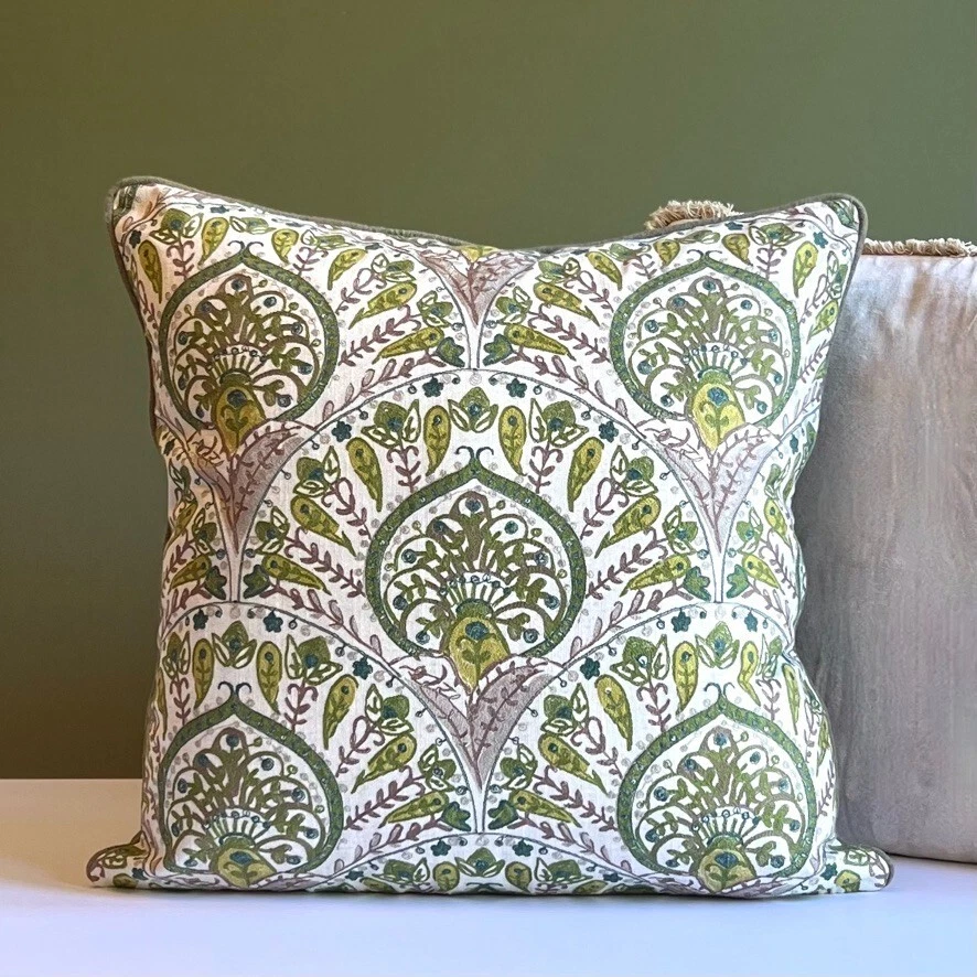 Funda de almohada verde botánica bordada 22 x 22 nueva con etiquetas Foto 2 de 4