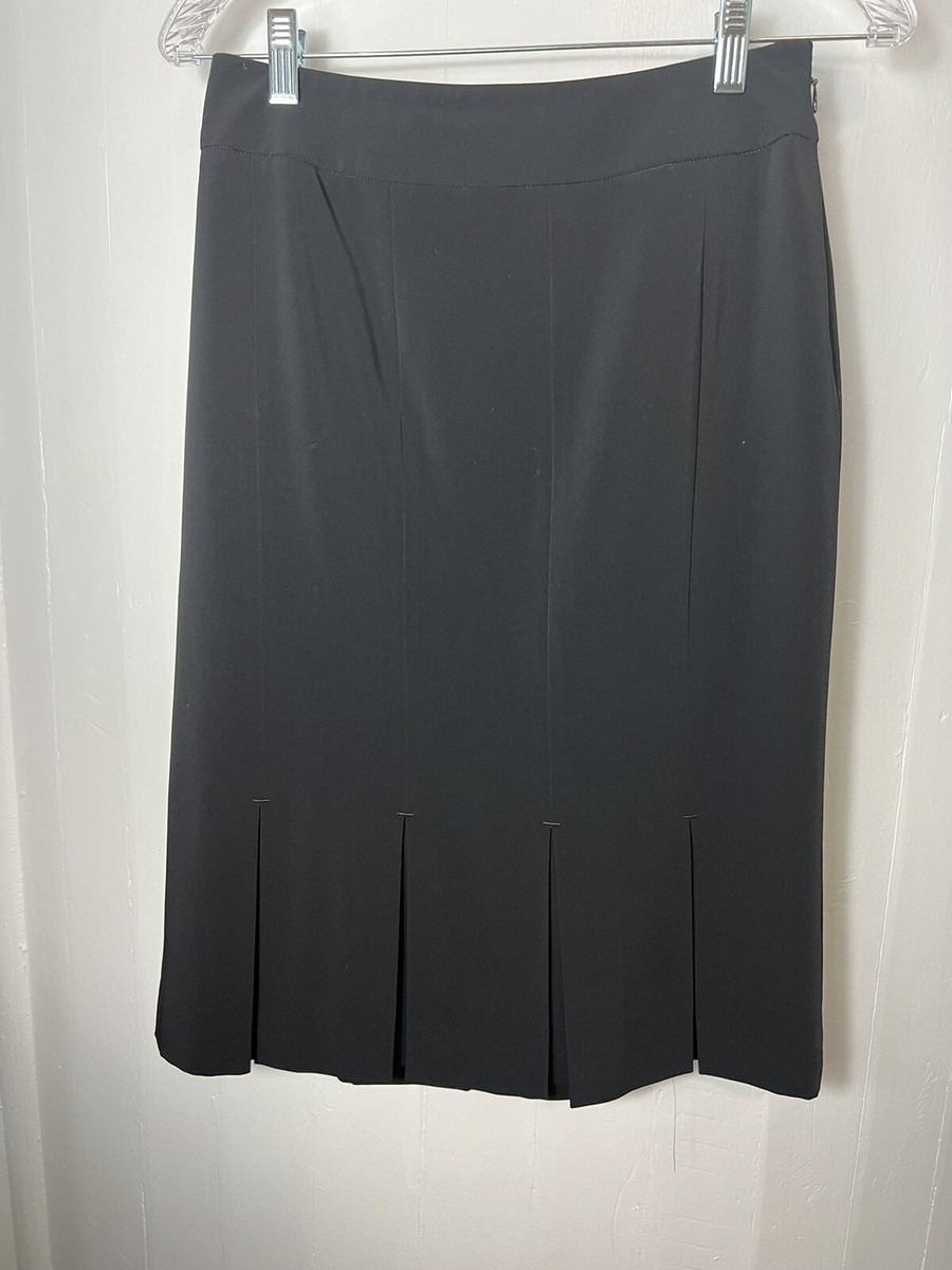 Les Copains Pencil Skirt Black Size 42 medium Skirt Pleated Bottom 