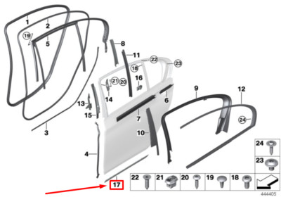 BMW 7 G11 Rear Left Door Bottom Strip 51137364355 7364355