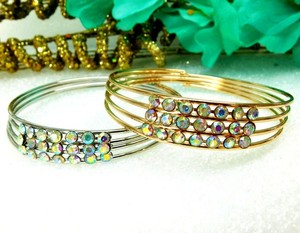 Rhinestones Gold Silver Metal Multi Ring Linked Plus Size Bangle Image Is Loading Rhinestones Gold Silver Metal Multi Ring Linked Plus