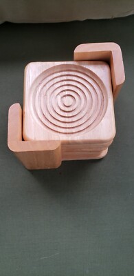 Mid Century Modern Coasters Genuine Beechwood Dolphin Wood Set of 7  MCM