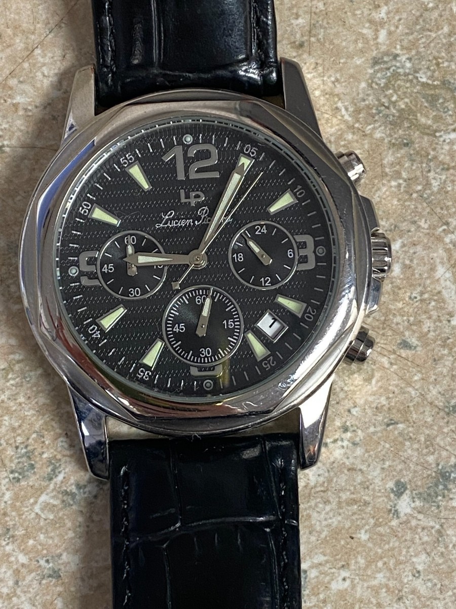 Lucien Piccard 2656BK Chronograph Watch BLACK BAND (NEEDS BATTERY