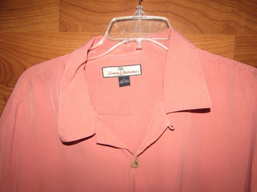 Tommy Bahama Camisa 100% Seda Botón Manga Corta Salmón/Rosa Talla XL - Imagen 2 de 8