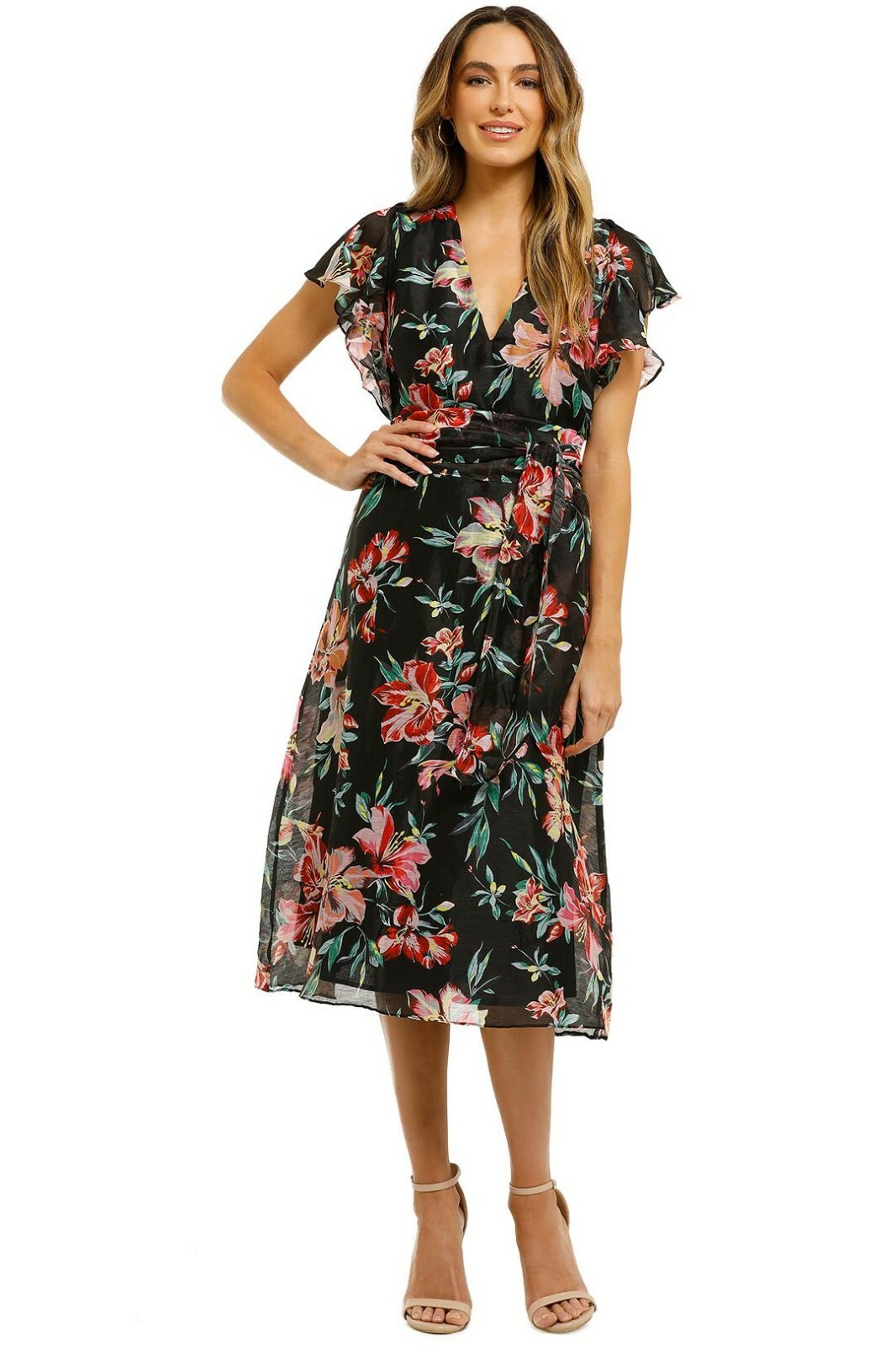 Talulah Cabana Nights V neck Midi Dress Floral Si… - image 1