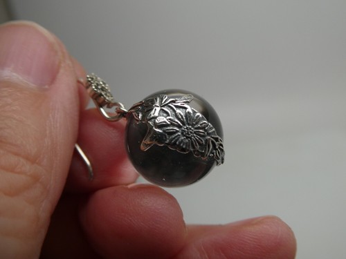 Genuine Pool Of Light Sterling Silver 925 Floral Orb Marcasite Dangle Earrings - 第 8/14 張圖片