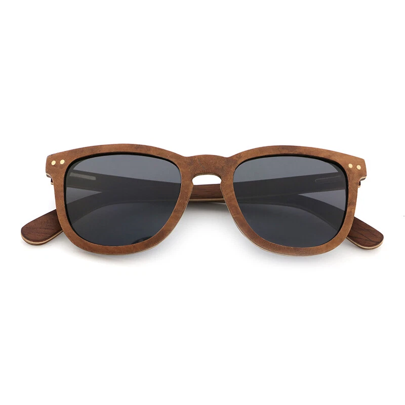 Red Camphor Burl Wood Sunglasses Gray Polarized Lenses Shades For Men or Women - Image 3 of 4