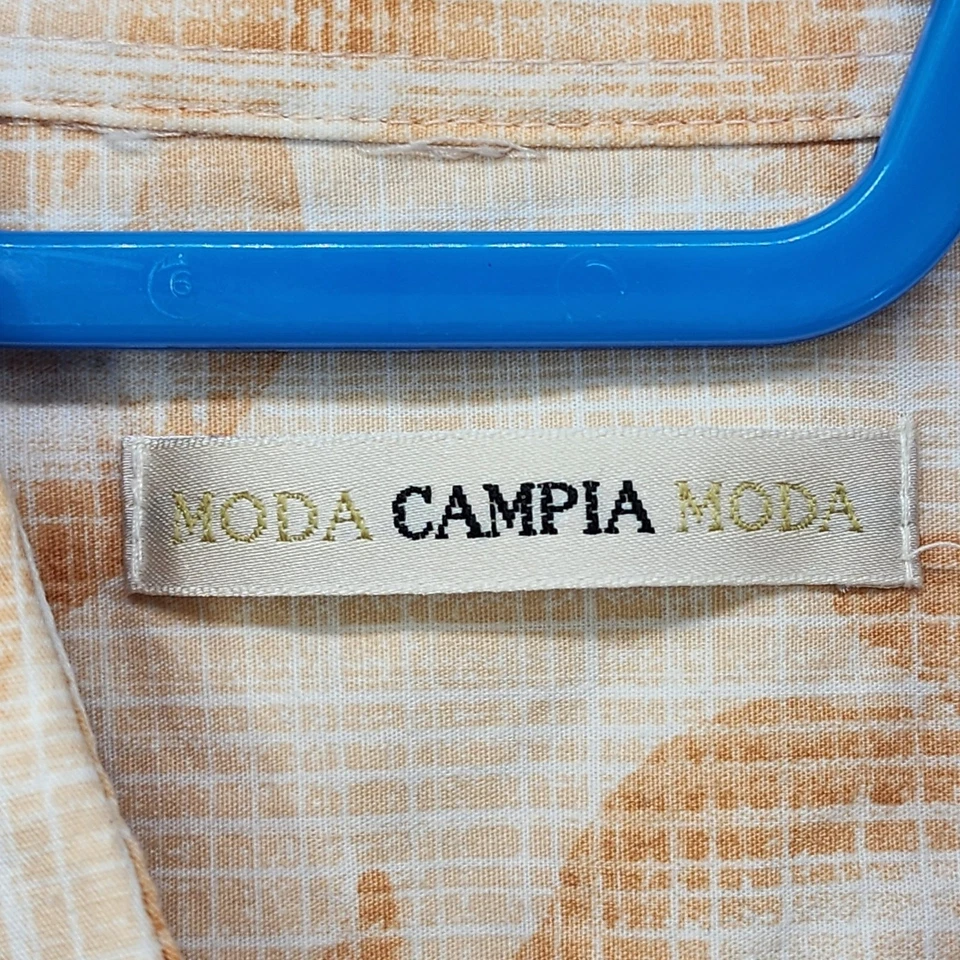 Moda Campia Moda Shirt Mens M Orange White Floral Cotton Short Sleeve Button Up - Image 4 of 4