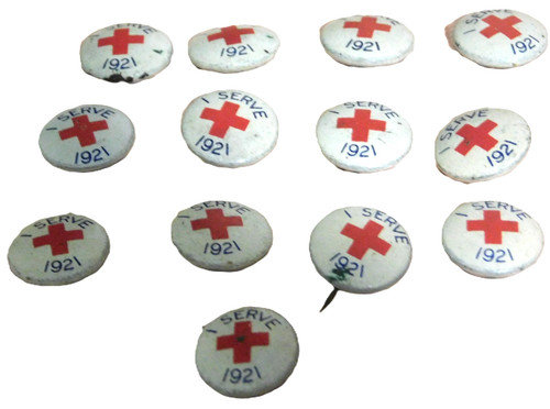 1921 Red Cross Medical "I Serve" Pinbacks - Vintage Rare Ready to Wear