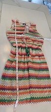 Vince Camuto Multicolor Chevron Sleeveless A-Line Knee Length Dress Tassel 2