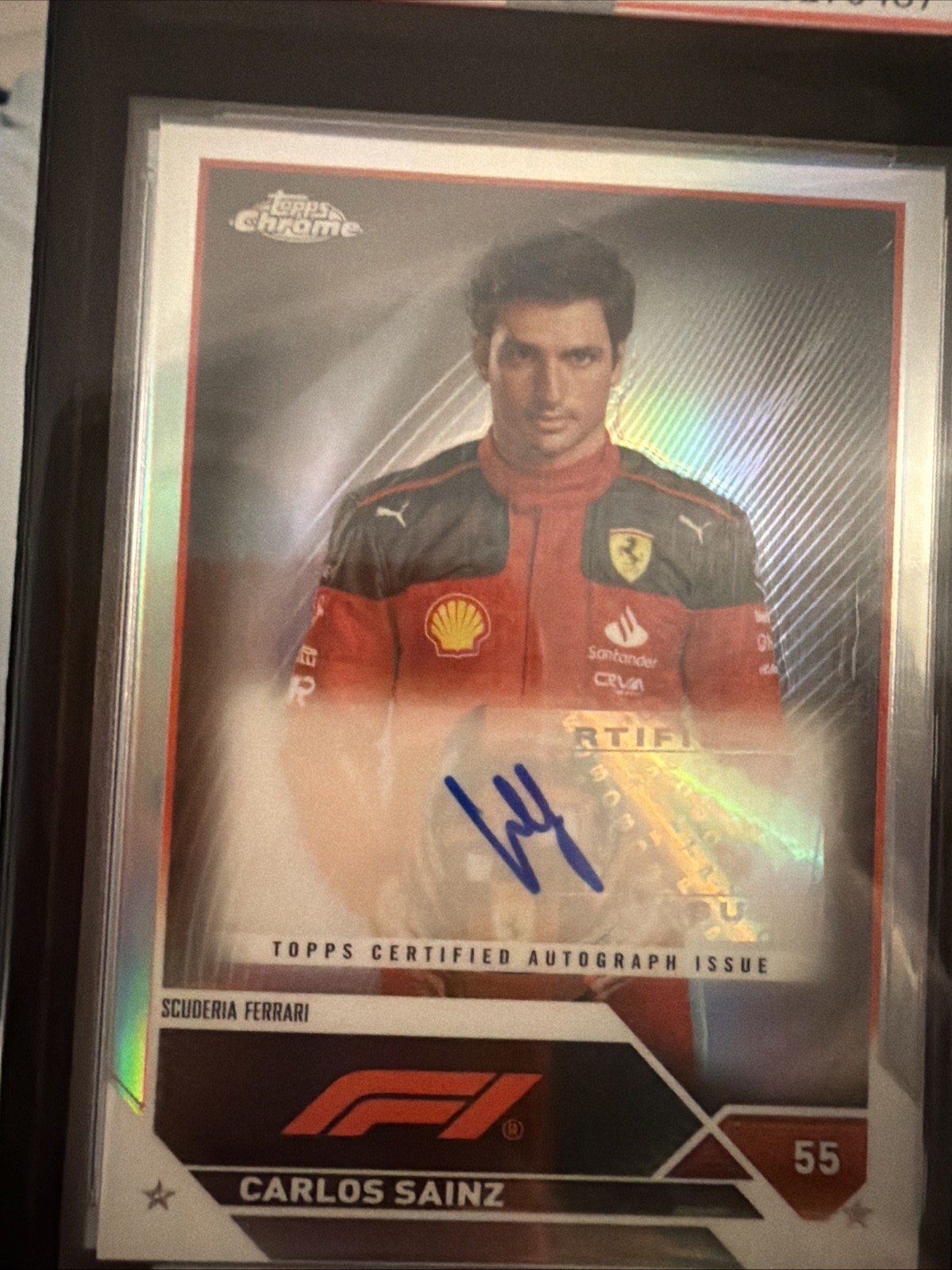 2023 Topps Chrome formula 1 F1 Carlos Sainz Refractor Auto PSA 10🔥📈📈🔥AUTO view 2