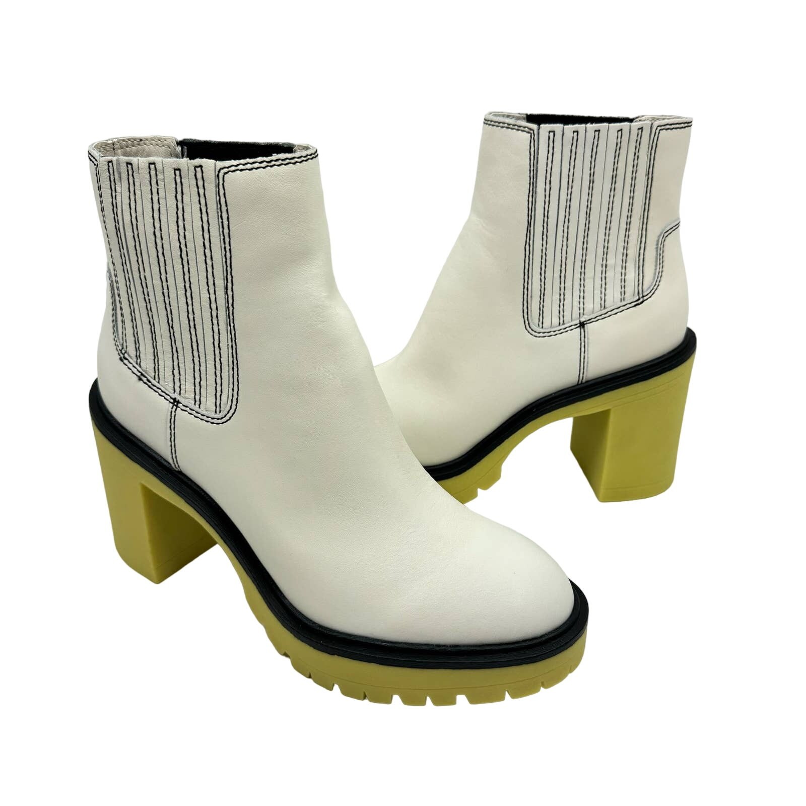 SAOLA NUOVO stivaletto Dolce Vita Caster 8 5 H2O impermeabile pelle bianca suola a strappo