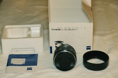 Carl Zeiss Planar T* 50mm f/1.4 ZF Lens With Box And Hood