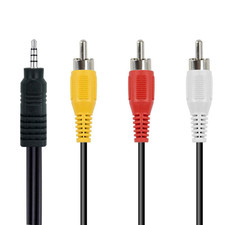 3.5Mm to RCA Camcorder AV Audio Video Output Cable, 3 RCA to 3.5Mm AV Input Cord