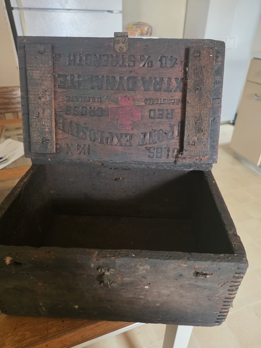 Antique DuPont Expl., Red Cross, Extra Dynamite, Repurposed Wood