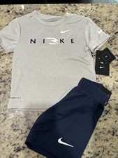 Nike Boys Boys 2pc Short Set Size 6 Navy Gray