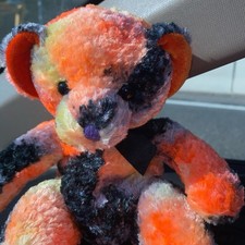 Russ Stuffed Plush Teddy Bear Trixster Halloween Black Orange Tie Dye 10"