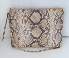 Authentic COACH Brown, Beige Snake Print Leather God Chain Shoulder Bag