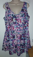 SWIMSUITS FOR ALL ONE PIECE EMPIRE V-NECK SWIMDRESS PINK/WHITE/BLUE PRINT SZ 20