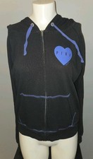 Juniors Victoria's Secret PINK Zip Up Hoodie Sweatshirt L Large Black