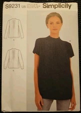 Simplicity S9231 Blouses w Pleated Neckline Sleeve Option 16-24 UNCUT Pattern FS