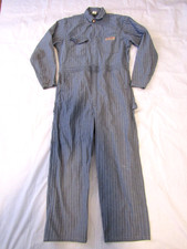 VTG Big Mac Overalls Coveralls Mens Size LXT Blue Striped Workwear Utility Logo