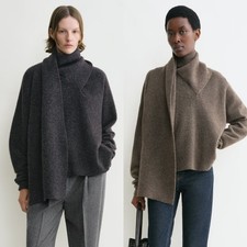 Womens Scarf Collar Loose Sweater Winter 2026 New Loose Long Sleeve Knitted Top