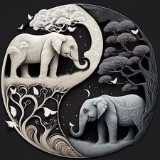 Elephant 5D Full Drill Round Diamond Painting Kit DIY Wall Decor