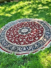 CLEARANCE!!! EXTRA FINE VINTAGE  CHINESE SILK&WOOL ROUND RUG 8 FT. 200 KPSI