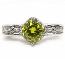 2CT Peridot 925 Solid Genuine Sterling Silver Ring Jewelry Sz 6
