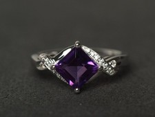 Amethyst Gemstone 925 Sterling Silver Women Minimal Ring Duty Free