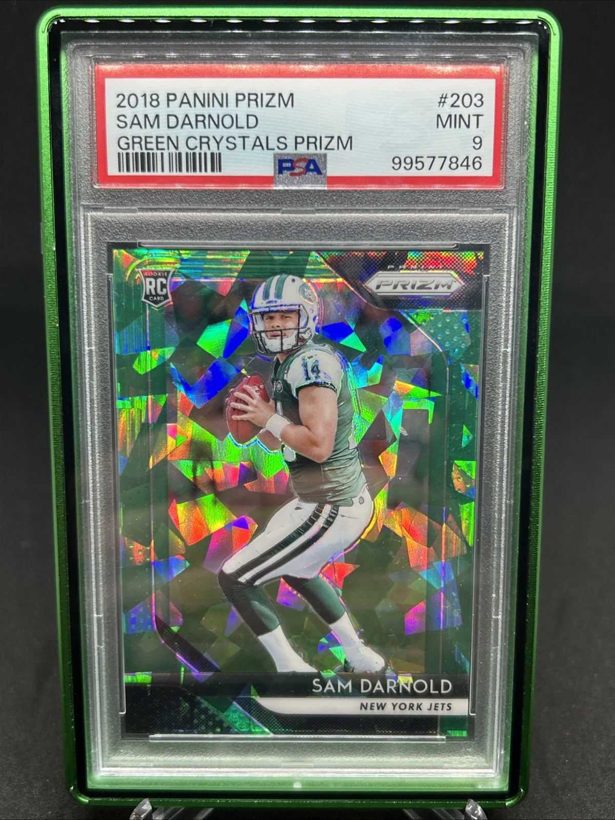 2018 Panini Prizm - Rookie Sam Darnold #203 Green Crystals Prizm /75 (RC) PSA 9