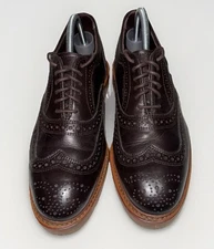 USA Allen Edmonds McTavish Wing Tip Shoes Brogue Dark Brown Leather Sz 7 E- EUC