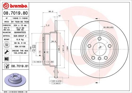 2X Bremsscheibe Hinten Brembo 08701981 FÜR Bmw-image