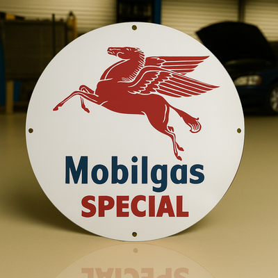 #ad Mobilgas Pegasus Heavy Metal Sign Mobil Oil Gas Station 50 cm 19.7 inches $188.91