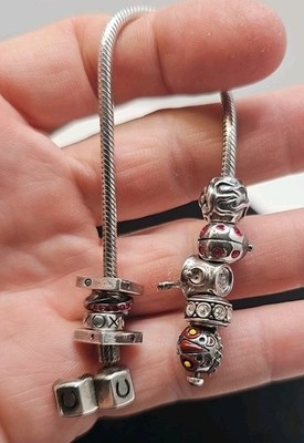 Echt CHAMILIA 925 STERLINGSILBER 7'' BETTELARMBAND 9 Original Charms 