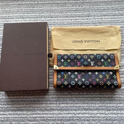 Louis Vuitton International Monogram MultiColor Wallet Black Used From Japan
